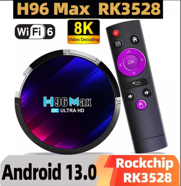 Android TV Box H96MAX RK3528 - 4GB RAM, 64GB Stockage - 4K, WiFi 6, 2.4G/5.8G,