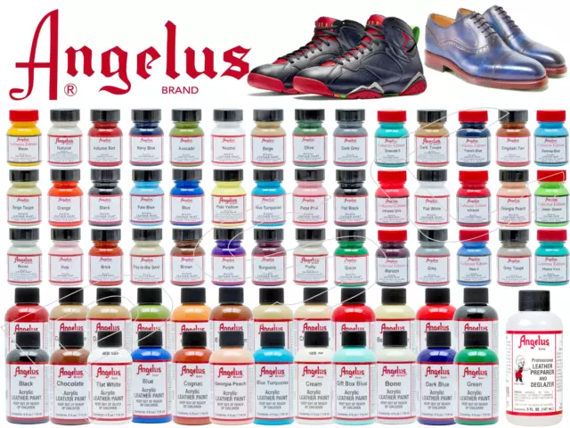 Angelus Acrylic Leather Paint Shoes Bags Trainers Sneakers 1oz 4oz 160+ Colours