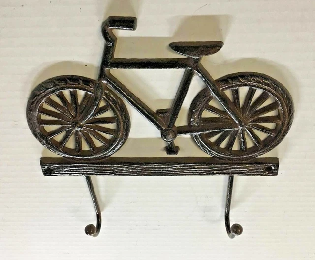 BIKE 2 HOOK WALL HANGER Towel Coat Hat Rack farmhouse country vintage bicycle 7