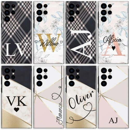 Personnalisé Initiale Téléphone Étui Samsung A42/A52 Marbre Fleur Check Rigide
