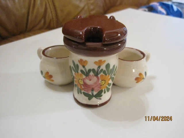 SERVITEUR WC TOILETTE SEL POIVRE MOUTARDE EN FAIENCE ref2 - Arts de la table
