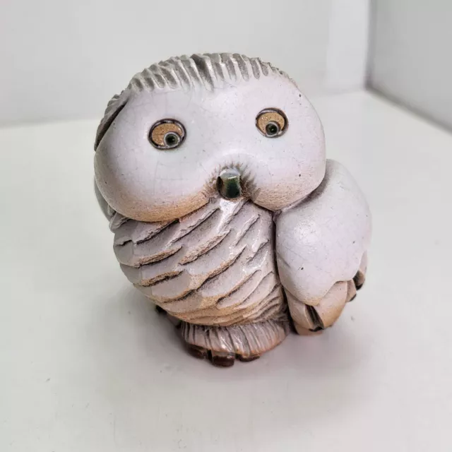 Artesania Rinconada Snow Owl Clay Enamel Figurine De Rosa Uruguay Signed Artesania Rinconada Snow Owl Clay Enamel Figurine De Rosa Uruguay Signed