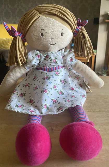 Imajo Bonikka Rag Doll Floral Dress Brown Hair Pink Shoes Fabric Soft Plush Toy