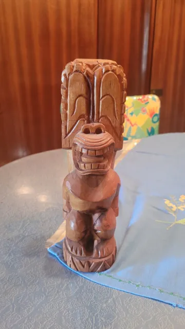 RARE ANCIEN TIKI 60's D 'HAWAII EN BOIS MAGNIFIQUE 26 CM