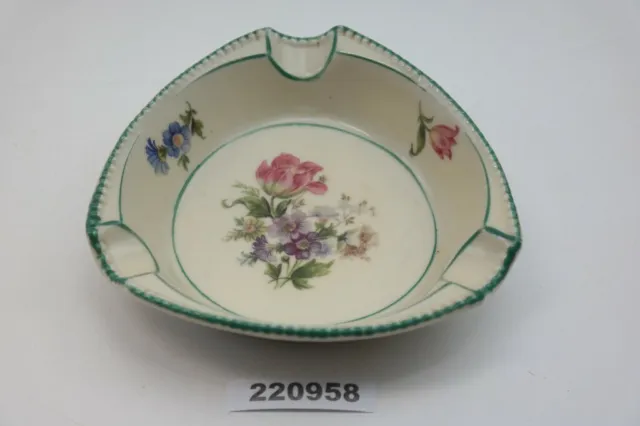 Aschenbecher Porzellan Blumenmotiv Perlenrand grün Deko Vintage alt  #220958
