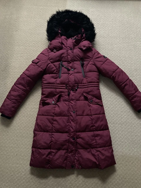 LADIES LONG Padded Winter Coat With Hood Ozark Trail Size 8 10