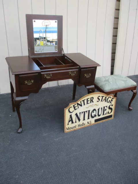 64323 ETHAN ALLEN Vanity Desk with Stool Ottoman