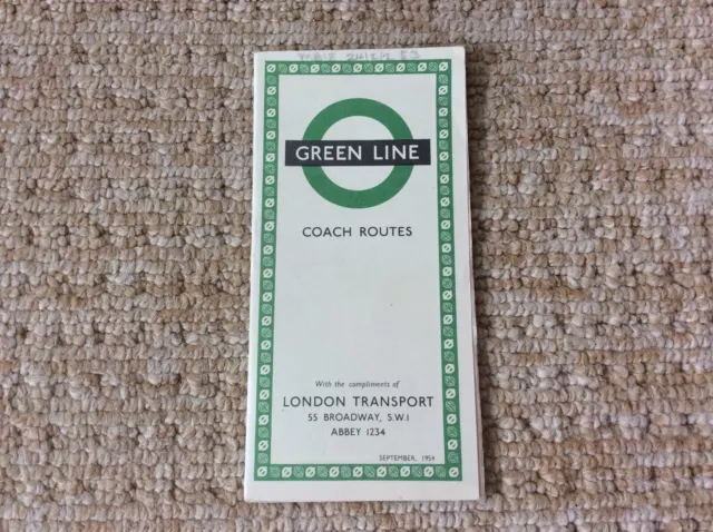 London Transport: Green Line Coach Routes. September, 1954