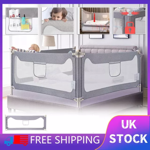 Kids Baby Safety Bed Rail Guard Adjustable Folding Child Toddler Protect Grey UK