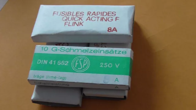 10 FUSIBLES en VERRE  5x20  8A Temporisé 250V   FSP  FUSIBLE