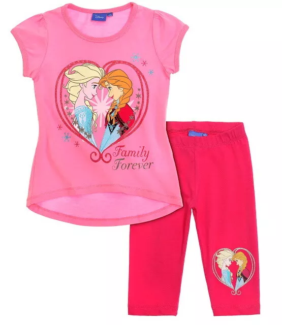 Disney Eiskönigin Elsa Anna Frozen Set T-Shirt Shirt Hose Leggings pink kurzarm