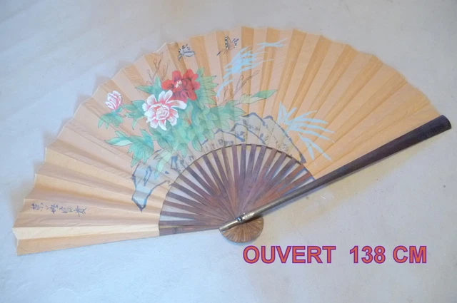 Grand éventail Japonais Mural – Bambou Et Papier – Fabrication Nakaji – Origine Japon
