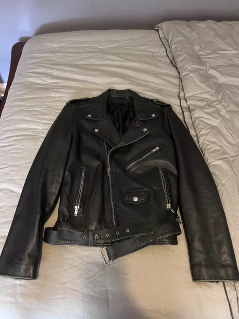 BLK DNM Biker Leather jacket mens xl