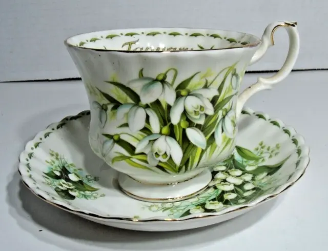 Royal Albert Cup & Saucer, Flower of the Month, January, Snowdrops