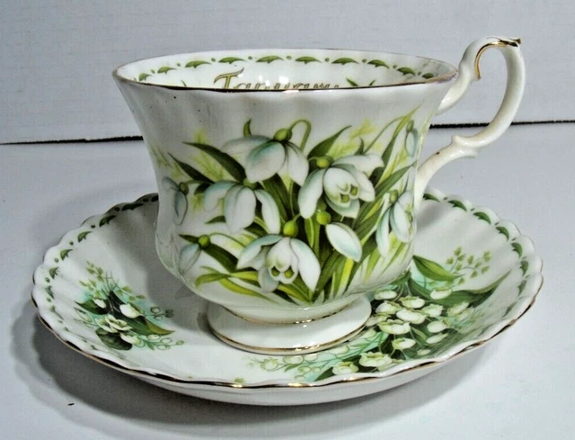 Royal Albert Cup & Saucer, Flower of the Month, January, Snowdrops Royal Albert Cup & Saucer, Flower of the Month, January, Snowdrops