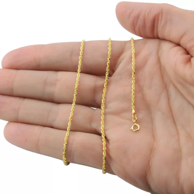 14K Yellow Gold 1.5mm-4mm Italian Rope Chain Pendant Necklace Mens Women 16"-30"