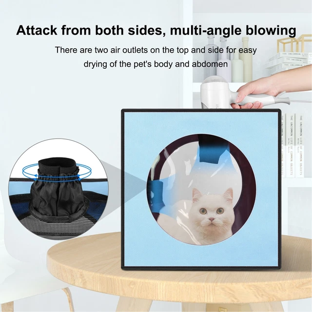 (Blu) Scatola di asciugatura per animali domestici gabbia asciugatrice per animali domestici facile da usare nylon pieghevole per