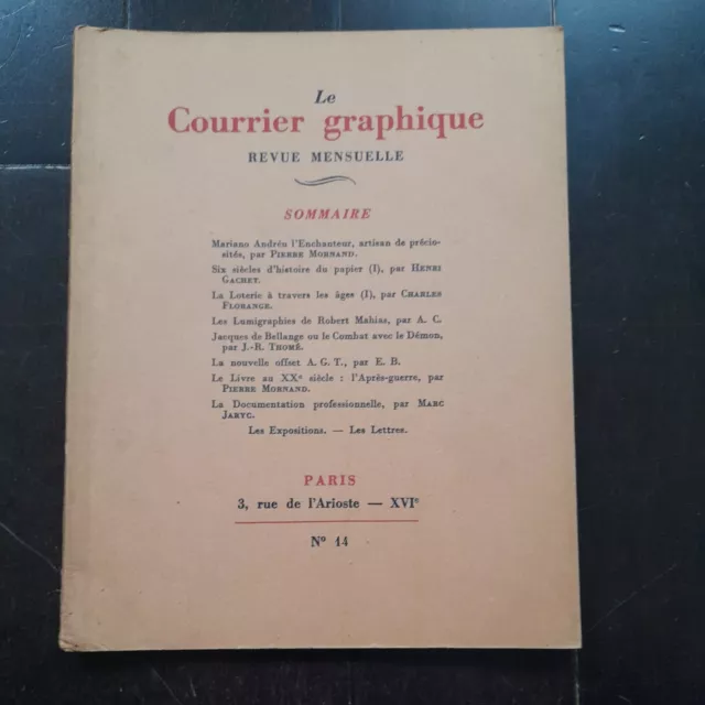 Le Courrier Graphique Revue Des Arts Graphiques N° 14 1938
