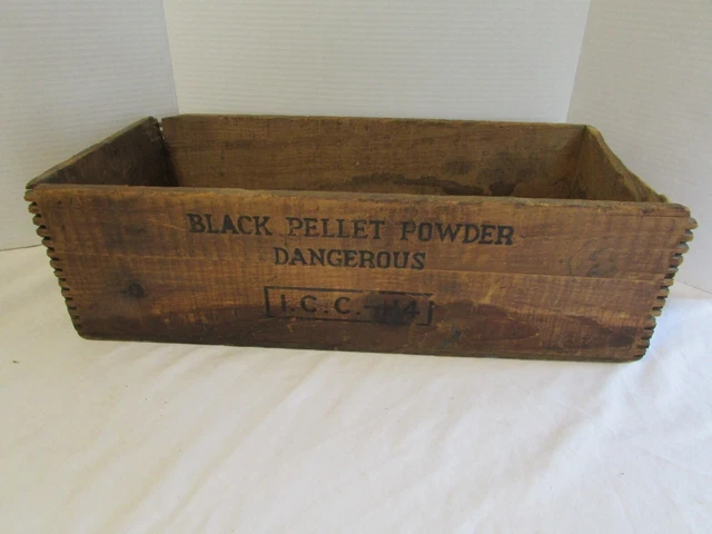 Antique DUPONT No. 4 Black Pellet Powder Wood Box Crate Explosives Dynamite