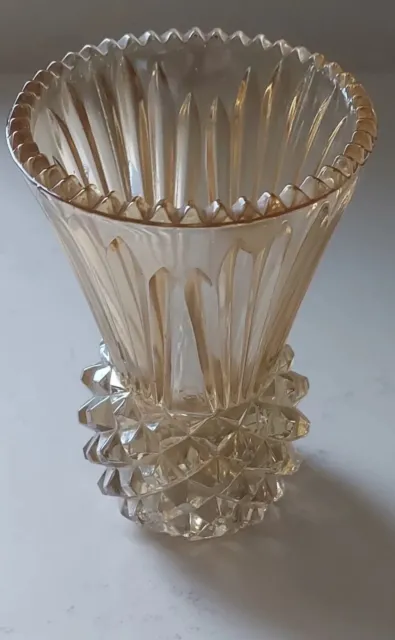 1930s Carnival Glass Vase Iridescent Marigold Thistle Or Pineapple