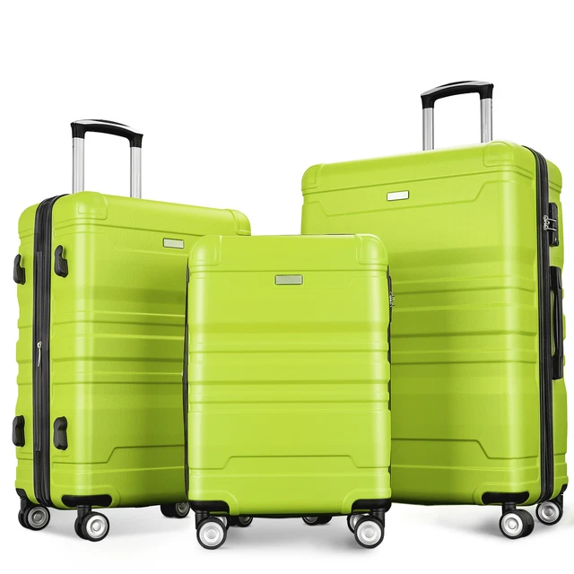 3 Pecs Luggage Expandable Hard Shell Set w/Spinner Wheels Lightweight Suitcase