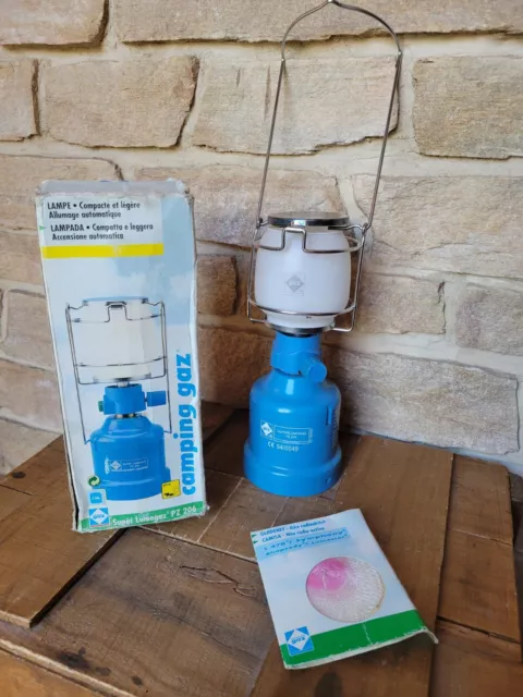 Lampe à Gaz Camping Gaz PZ 206 - Super Lumogaz - Allumage Auto - Vintage Bleu