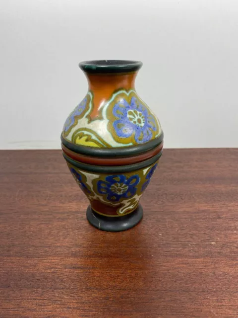Jack Gouda Dutch art Pottery vase Studio Crafted Floral Design Holland
