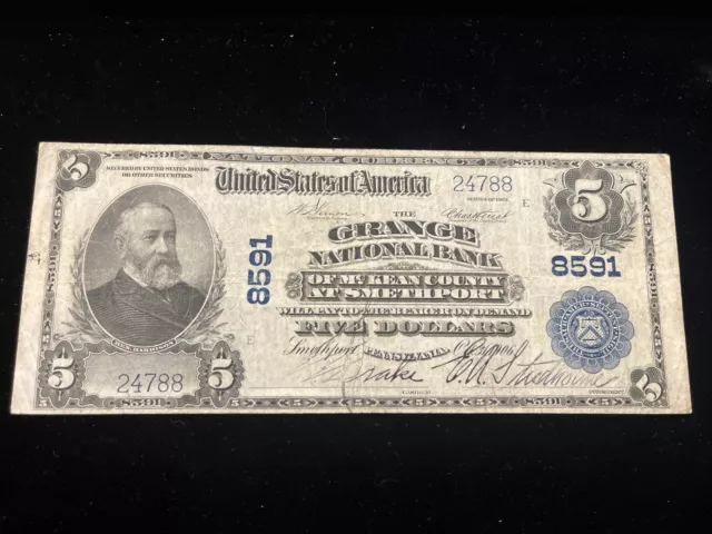 1902 National Currency Grange NB Of McLean County At SMETHPORT PA $ 5 CH #8591