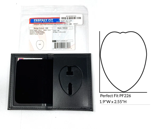 PERFECT FIT 100-D2 BOOK STYLE DRESS LEATHER BADGE & ID CASE BADGE w/ EAGLE B1548