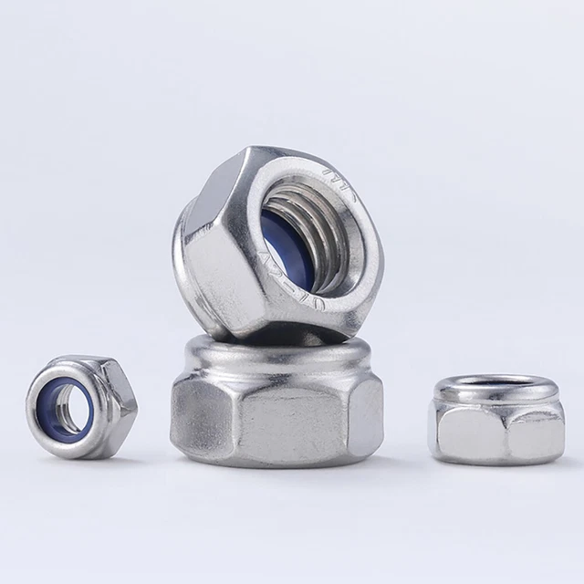 M8-M20 Hexagon Nylon Insert Lock Nut Fine Pitch Nyloc Nuts A2 Stainless Steel