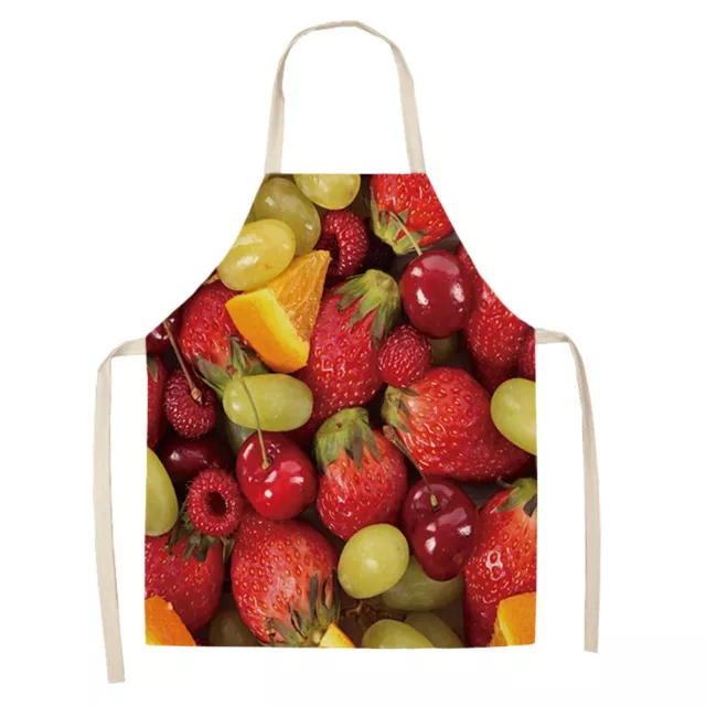 fr Fruit Printed Kitchen Apron Sleeveless Linen Cooking Chef Bibs for Adults Kid