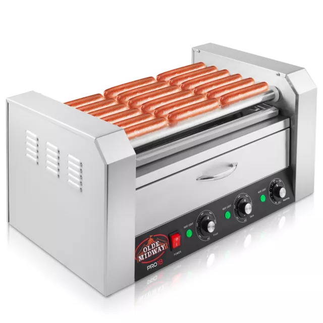 OPEN BOX - Commercial Electric 18 Hot Dog 7 Roller Grill with Bun Warmer