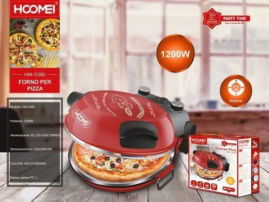 FORNO PER PIZZA Piastra Express Pizza Maker 1200w Piastra 31Cm Hoomei  Hm-5380 EUR 104,99 - PicClick IT
