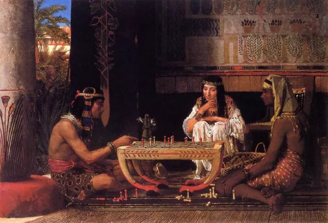 stunning oil painting  handpainted on canvas- Egyptian Chess Players