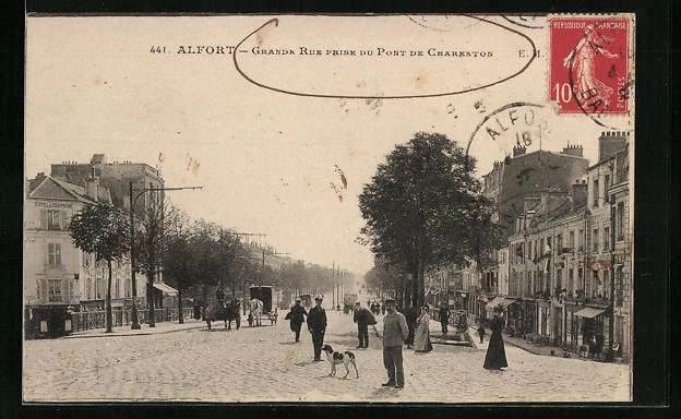 CPA Alfort, Frand Rue prise du Pont de Charenton