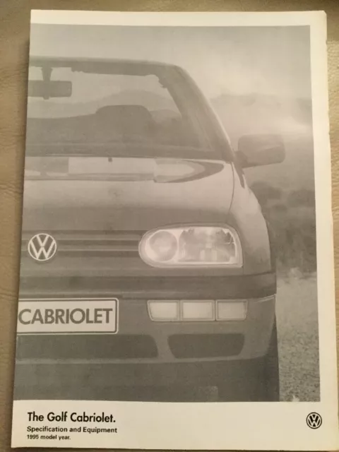 Volkswagen VW Golf Cabriolet Specification And Equipment Sheet - August 1994