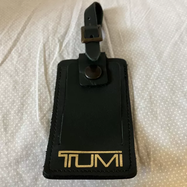 Vtg TUMI Green Leather Luggage ID Tag