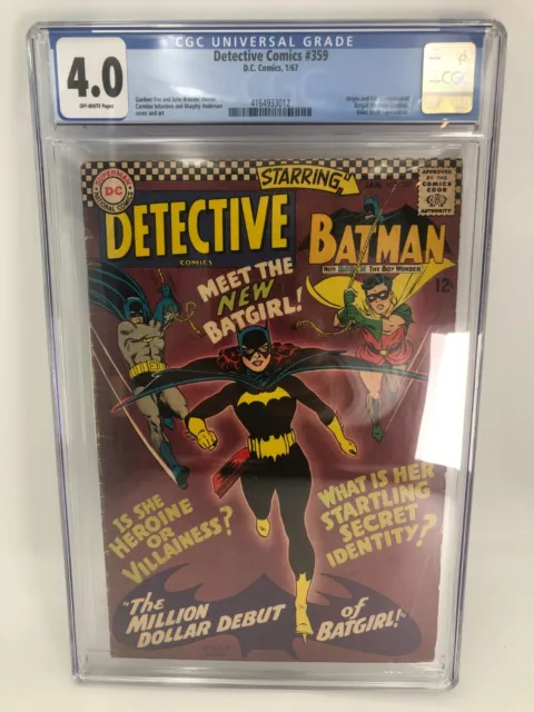 Detective Comics Batman Issue #359 CGC 4.0 Graded DC Comic Book 1967 1st Batgirl
