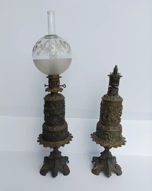 Paar Lampen Links Moderator Rechts Öl aus Messing Ziseliert Napoleon