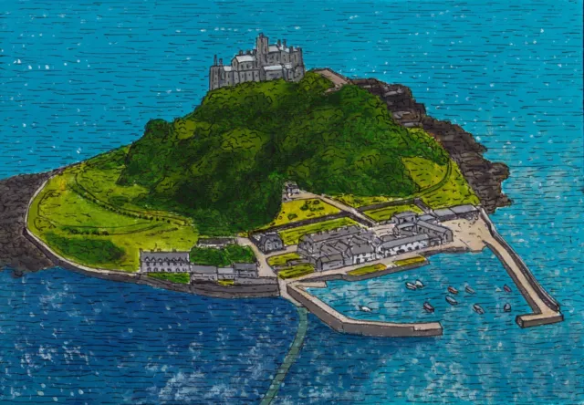 "Vogelperspektive, St. Michael's Mount"" Cornwall/Cornische Kunst"