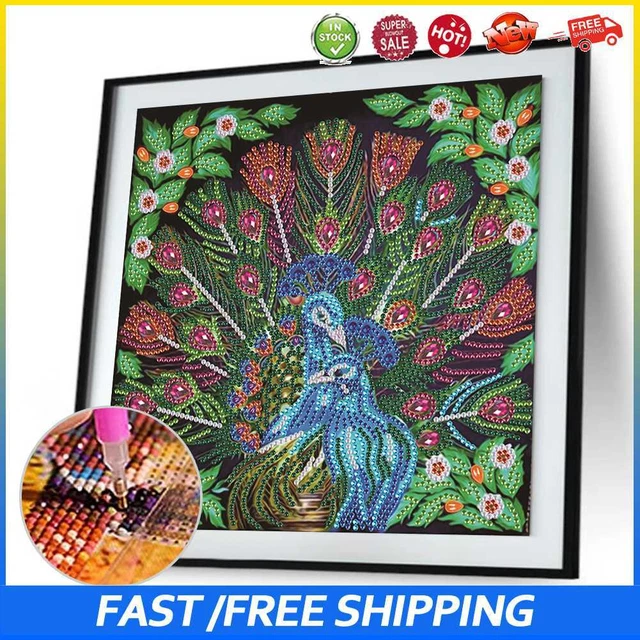 #b 5D Diamond Painting Peacock Partial Special Shape Drill Wall DIY (UP274)