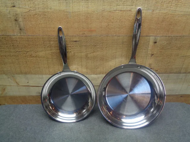 Cuisinart Stainless Steel 8” &  10"  Skillets High Impact Bonded Base Fry Pan
