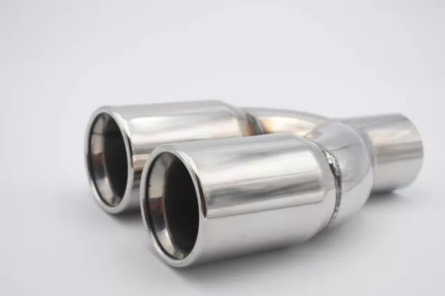 3" 76mm Sports Round Stainless Steel 304 Twin Exhaust Rolled in Silver Tail Pipe