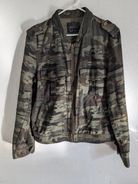 Sanctuary Jacket Size XL Womens Green Camp Camo War Is Over Field Military Twill