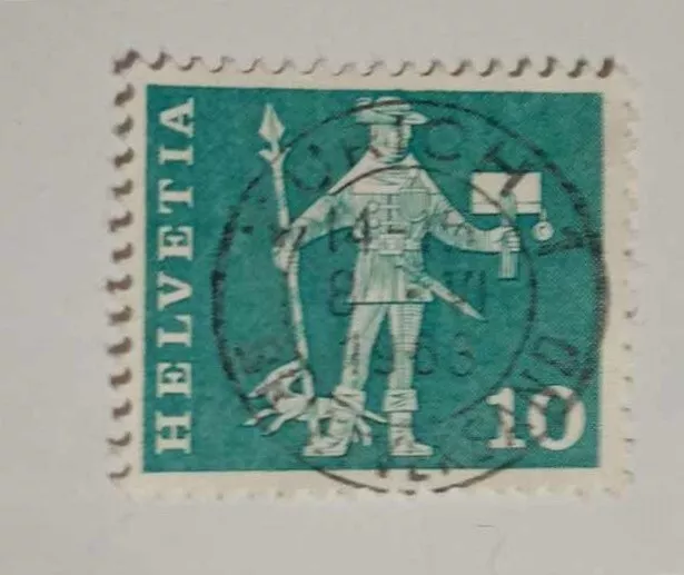 Francobollo Helvetia 10 Rappen 1962