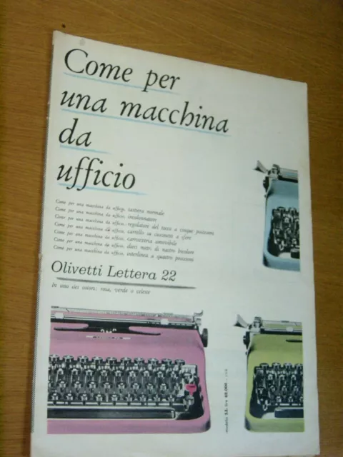 Lettera 22 Olivetti=Anni '50=Pubblicita=Advertising=Werbung=Anno 1957