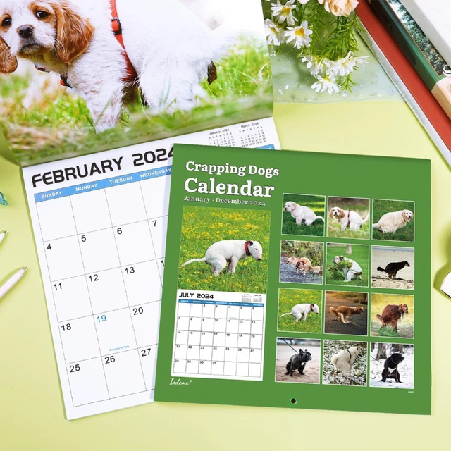 CRAPPING DOG CALENDAR Bleed Dog Calendar 2024 Dog Pooping Calendar