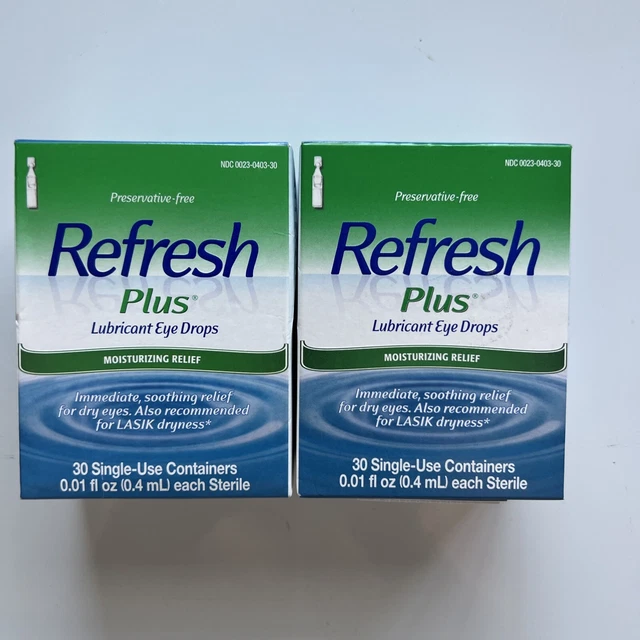 REFRESH PLUS LUBRICANT Eye Drops 30 SingleUse Containers Exp 08/23 2