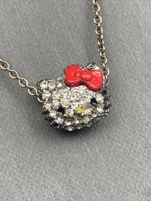 Vintage Hello Kitty Authentic SANRIO Floating Necklace 18” Silver Tone