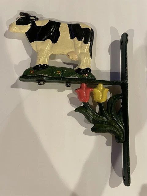 Vintage Cast Iron Cow Wall Bracket Hanger 12"  x 13,5  "